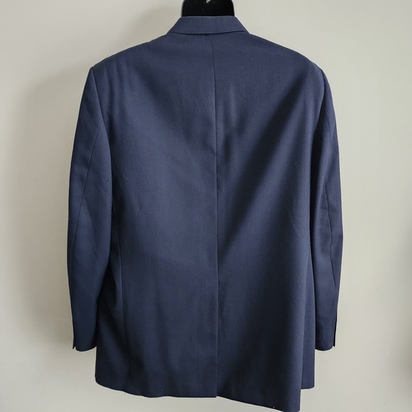 Tip Top Blazer Mens 42R Navy Blue Wool Blend Grad Career Formal Event Prom Work - Picture 3 of 16